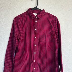 J. Crew Women's Red and Blue Checkered Button Down Shirt